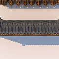 Traditional Chinese Building Facade With Black Tiled Roof And Overhanging Eaves