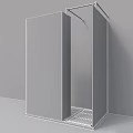 Glass Shower Enclosure With White Base And Wooden Mat