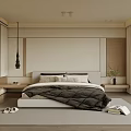 Minimalist Modern Bedroom Interior Design With Natural Light Wooden Headboard And Greenery View
