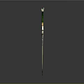 Green And Golden Decorated Sword With Emerald Gemstone On Hilt And Ornate Blade Design