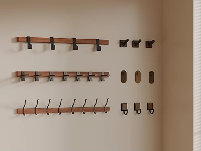 Various Wall Hooks For Home Organization With Different Designs And Materials 3d model
