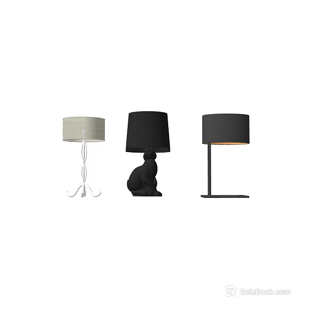 Modern White And Black Table Lamps With Unique Design For Home Decor 3d model 