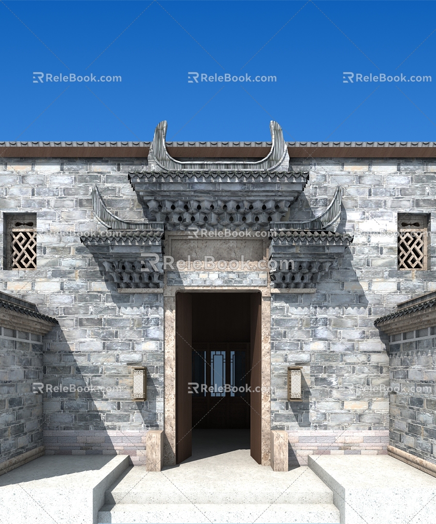 Chinese Style Door Head Old House 3d model