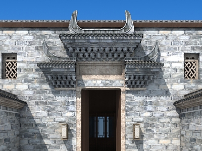 Chinese Style Door Head Old House model