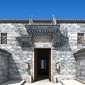 Chinese Style Door Head Old House 3d model