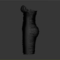 Elegant Black Strapless Ruched Dress with Fitted Silhouette and Textured Design