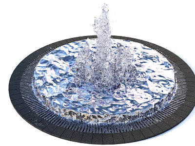Stunning Water Fountain With Circular Base Smooth Dark Border And Splashing Water 3d model