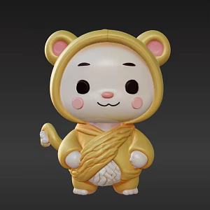 Anthropomorphic IP carved mouse bear cute Q version image 3d model