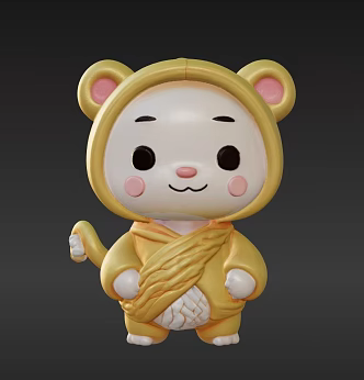 Anthropomorphic IP carved mouse bear cute Q version image 3d model