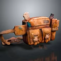 Vintage Handcrafted Brown Leather Backpack With Multiple Pockets And Unique Design 3d model