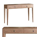 Natural Wooden Dining Table With Two Drawers And Simple Modern Design Structure