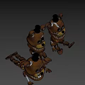 Scary Brown Cartoon Bear Game Characters With Black Top Hats And Large Teeth