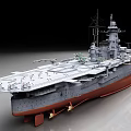 Large Battleship Model With Gray Upper Structure And Red Bottom Hull