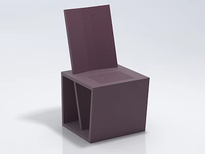 Modern Minimalist Dark Purple Leisure Chair With Square Structure And Textured Seat 3d model