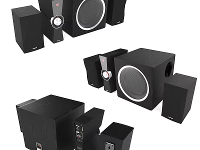 Modern Home Audio Speaker System With Subwoofer And Satellite Speakers 3d model