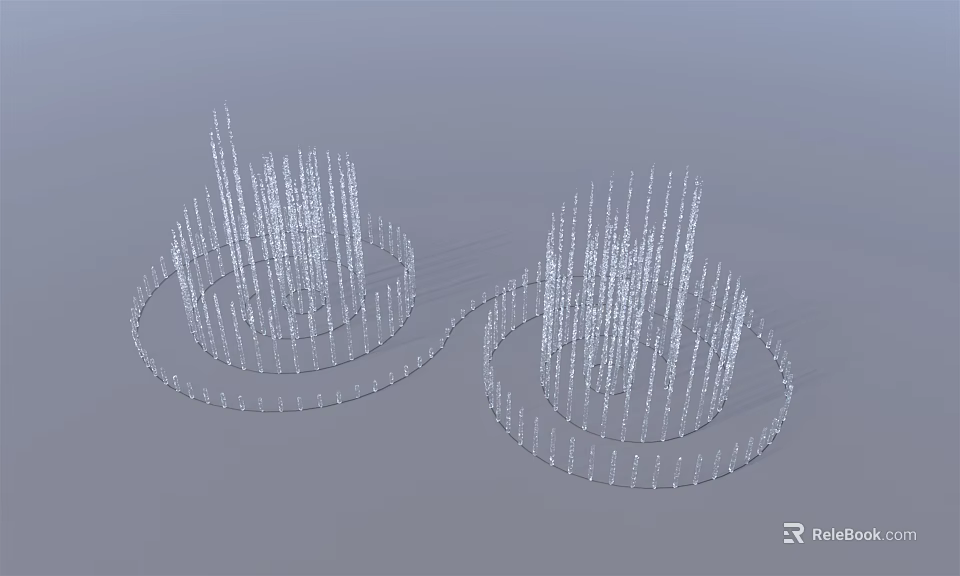 Outdoor Decorative Garden Ornament With Two Circular Structures And Slender Transparent Pillars 3d model 