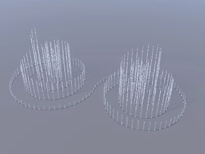 Outdoor Decorative Garden Ornament With Two Circular Structures And Slender Transparent Pillars 3d model