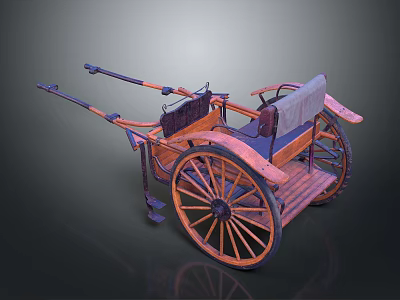 Retro rickshaw ancient frame car rickshaw frame car 3d model