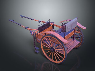 Retro rickshaw ancient frame car rickshaw frame car 3d model