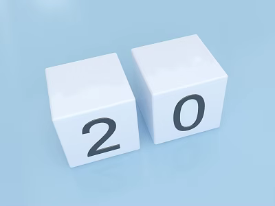 Commercial Display Cubes With White Number Blocks And Light Blue Background 3d model