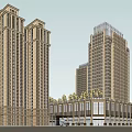 Modern Commercial Complex With High Rise Buildings Retail Spaces And Glass Facade