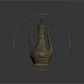 Vintage Bronze Carved Wine Bottle And Elegant Wine Glass With Ornate Patterns Design