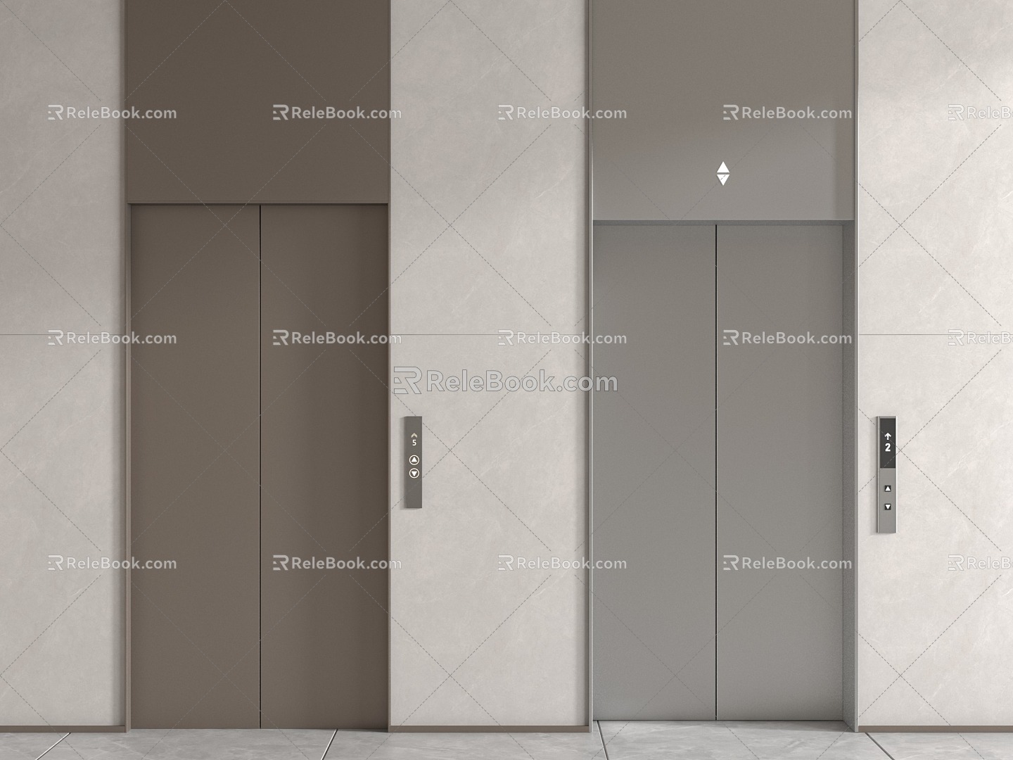 Office elevator hall elevator door 3d model