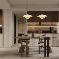 Modern Minimalist Living and Dining Room Interior With TV Wall Shelves Coffee Table And Chair