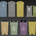 Colorful Public Facility Waste Bins For Recycling And Sorted Waste