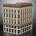 Classical Multi Story Building With Stone Facade Arched Windows And Red Roof 3d model