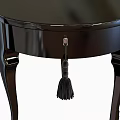 Dark Round Side Table With Slim Legs And Tassel Decoration 3d model