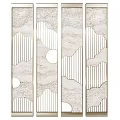 Modern Room Divider With Geometric Patterns Wavy Lines And Beige Textured Panels 3d model