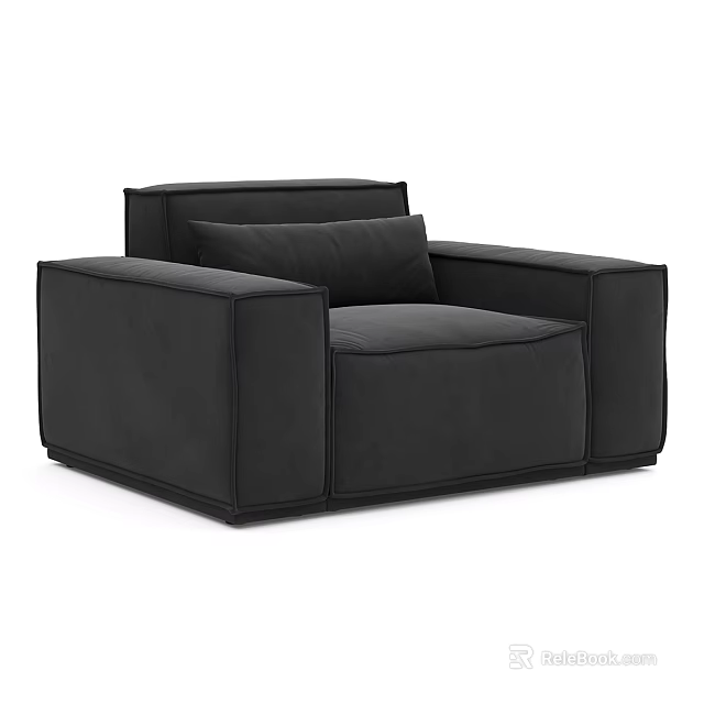 Modern Black Single Sofa With Stylish Armrest And Soft Cushion Design 3d model