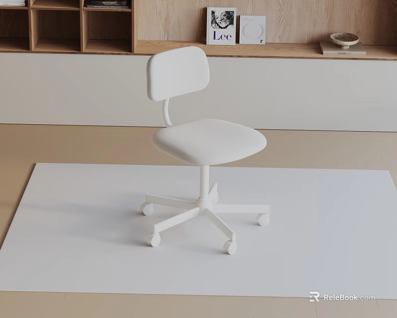 White Modern Office Chair With Swivel Wheels Padded Seat And Backrest 3d model