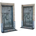 Old Wooden Swing Doors With Weathered Frame And Wood Grain Texture