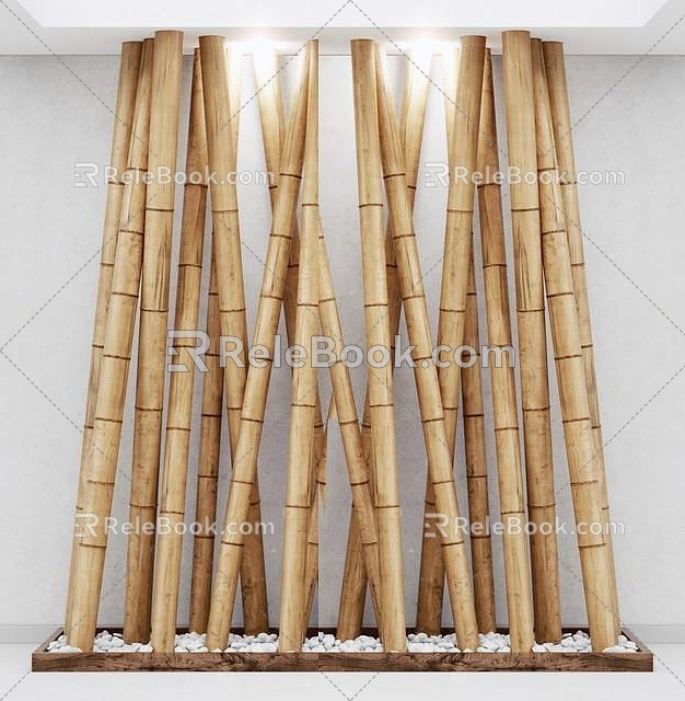 Modern Bamboo Bamboo Decoration Bamboo Fence Fence Art Device 3d model