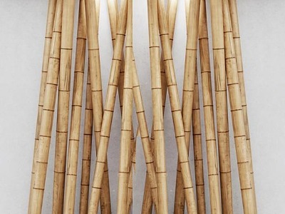 Modern Bamboo Decoration Bamboo Fence Art Device 3d model