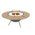 Various Designs Of Fire Pit With Wooden Tabletop Metal Base And Grill Cover