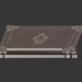 Dark Wood Decorative Tabletop Furniture With Intricate Carved Diamond Patterns And Ornate Edges