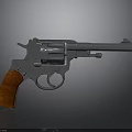 Classic Vintage Silver Revolver With Wooden Grip And Polished Metal Finish