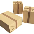 Set Of Three Brown Kraft Cardboard Boxes Tied With Cross Straps