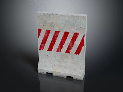 Concrete Traffic Barrier With Red And White Stripes For Road Safety 3d model