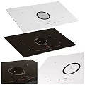 Modern Kitchen Appliances With Wooden Range Hood Induction Cooktop And White Refrigerator
