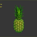 Fresh Whole Pineapple With Green Leaves And Yellow Diamond Pattern Skin On Dark Surface