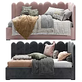 Cozy Bed Designs Featuring Pink Gray Headboards Decorative Pillows And Striped Blankets