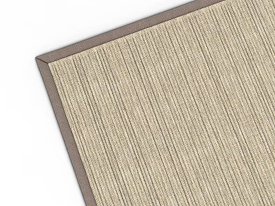 Square Woven Carpet With Beige Striped Texture And Dark Brown Border For Living Room 3d model