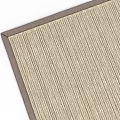 Square Woven Carpet With Beige Striped Texture And Dark Brown Border For Living Room