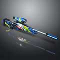 Colorful Sniper Rifle With Modern Decorative Paintwork And Scope Design Elements