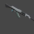 Advanced Tactical Rifle With Modern Black Silver Finish And Blue Accent Grip Design