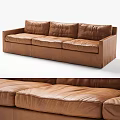 Elegant Brown Leather Two Seater Sofa Modern Design With Comfortable Cushions 3d model